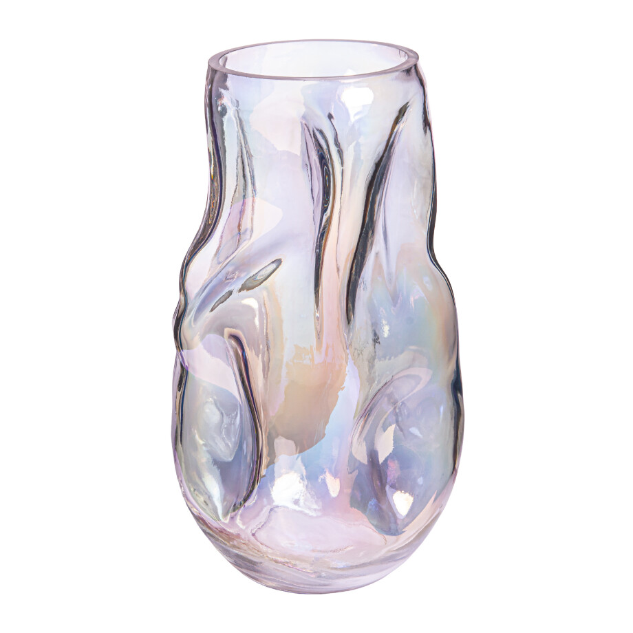 QUVIO Vaas ingedeukt - Maat L - Glas - Parelmoer afbeelding 1