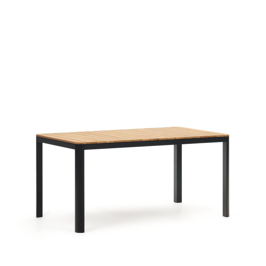 Kave Home Tuintafel 'Bona' Teakhout, 163 x 90cm, kleur Naturel/Zwart Kave Home Tuintafel 'Bona' Teakhout, 163 x 90cm, kleur Naturel/Zwart afbeelding 1
