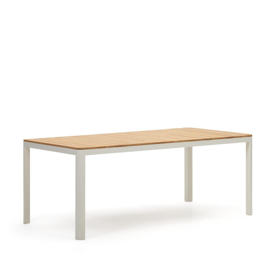 Kave Home Tuintafel 'Bona' Teakhout, 200 x 100cm, kleur Naturel/Wit afbeelding 1