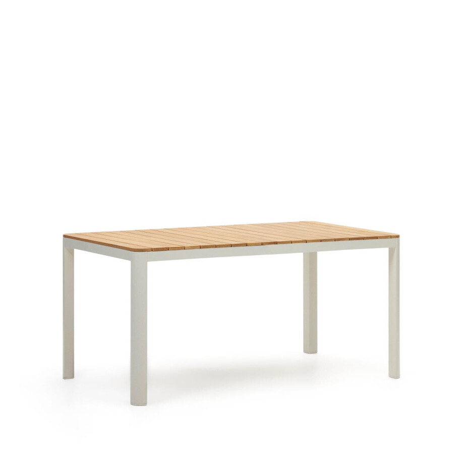 Kave Home Tuintafel 'Bona' Teakhout, 163 x 90cm, kleur Naturel/Wit afbeelding 1