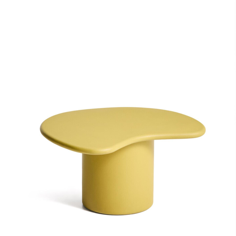 Kave Home Organische Salontafel 'Macarella' Beton, 83 x 77cm, kleur Mosterdgeel afbeelding 1