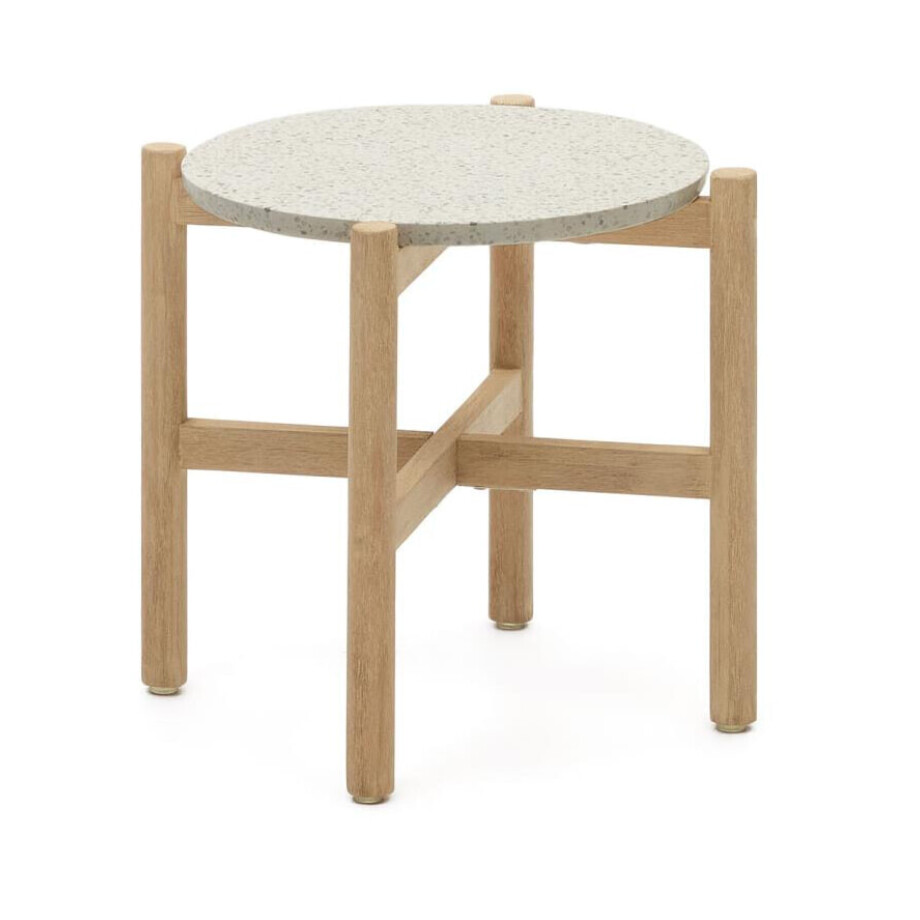 Kave Home Ronde Bijzettafel 'Pola' Eucalyptushout en Terrazzo, Ø45cm Kave Home Ronde Bijzettafel 'Pola' Eucalyptushout en Terrazzo, Ø45cm afbeelding 1