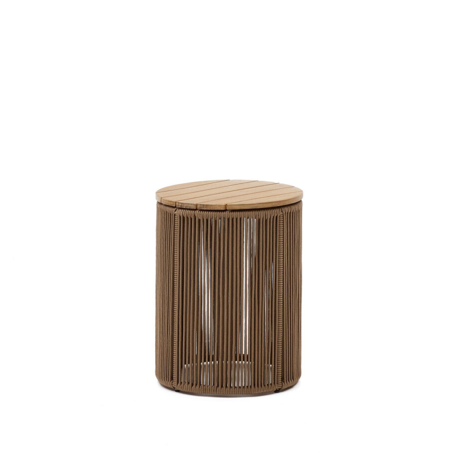 Kave Home Outdoor Bijzettafel 'Dandara' Acaciahout en touw, 40cm, kleur Beige afbeelding 1