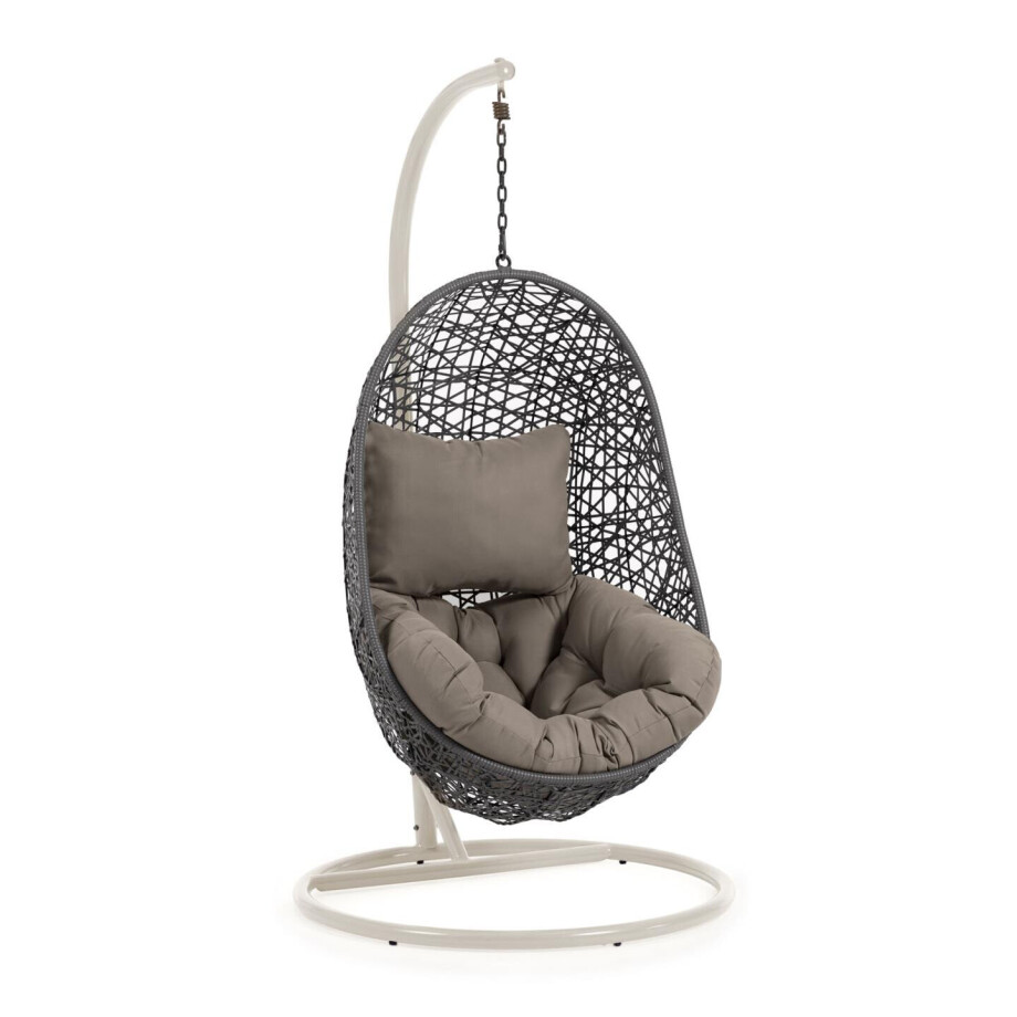 Kave Home Hangstoel 'Florina' Met standaard, kleur Antraciet/Beige afbeelding 1