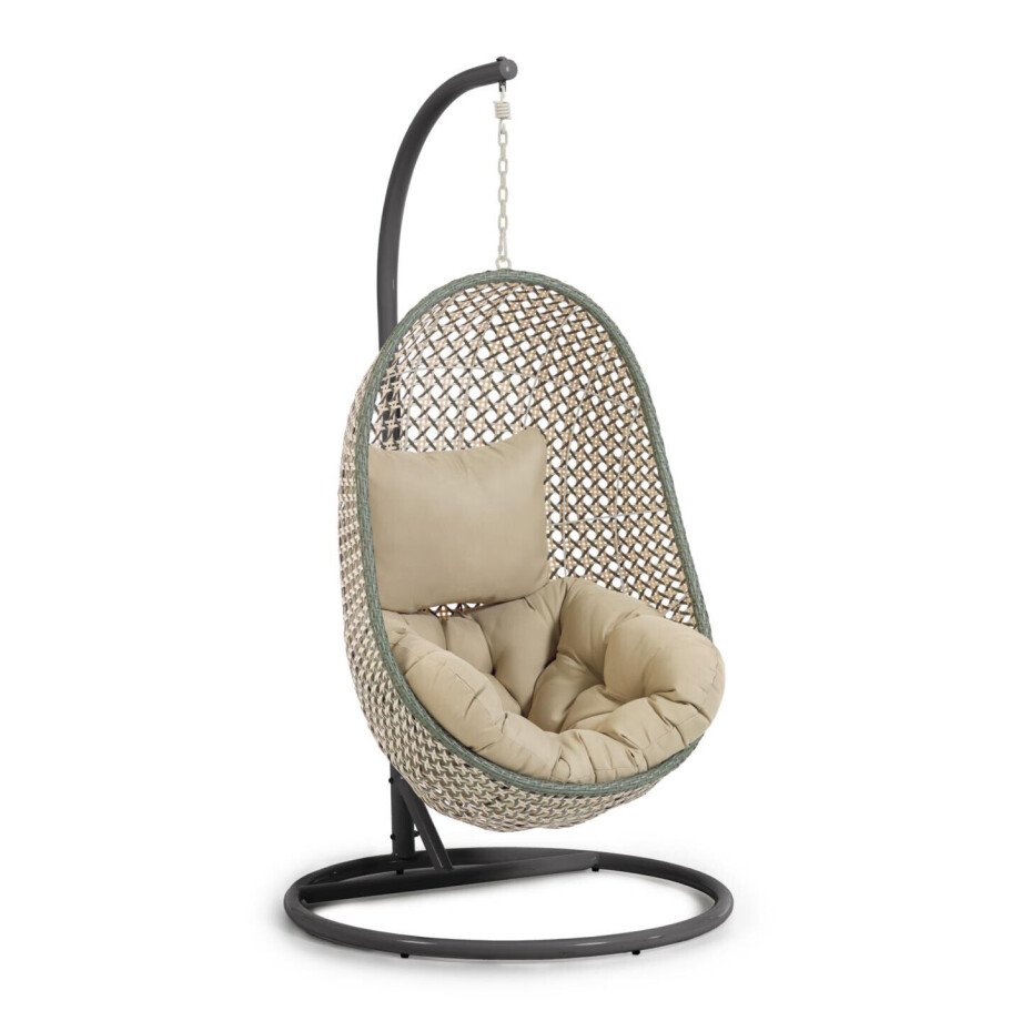 Kave Home Hangstoel met standaard 'Cira' kleur Groen/Donkergrijs Kave Home Hangstoel met standaard 'Cira' kleur Groen/Donkergrijs afbeelding 1