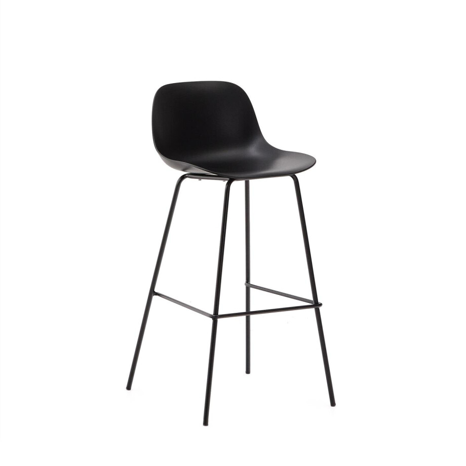 Kave Home Barkruk 'Altea' Gerecycled kunststof, kleur Zwart (zithoogte 74cm) afbeelding 1