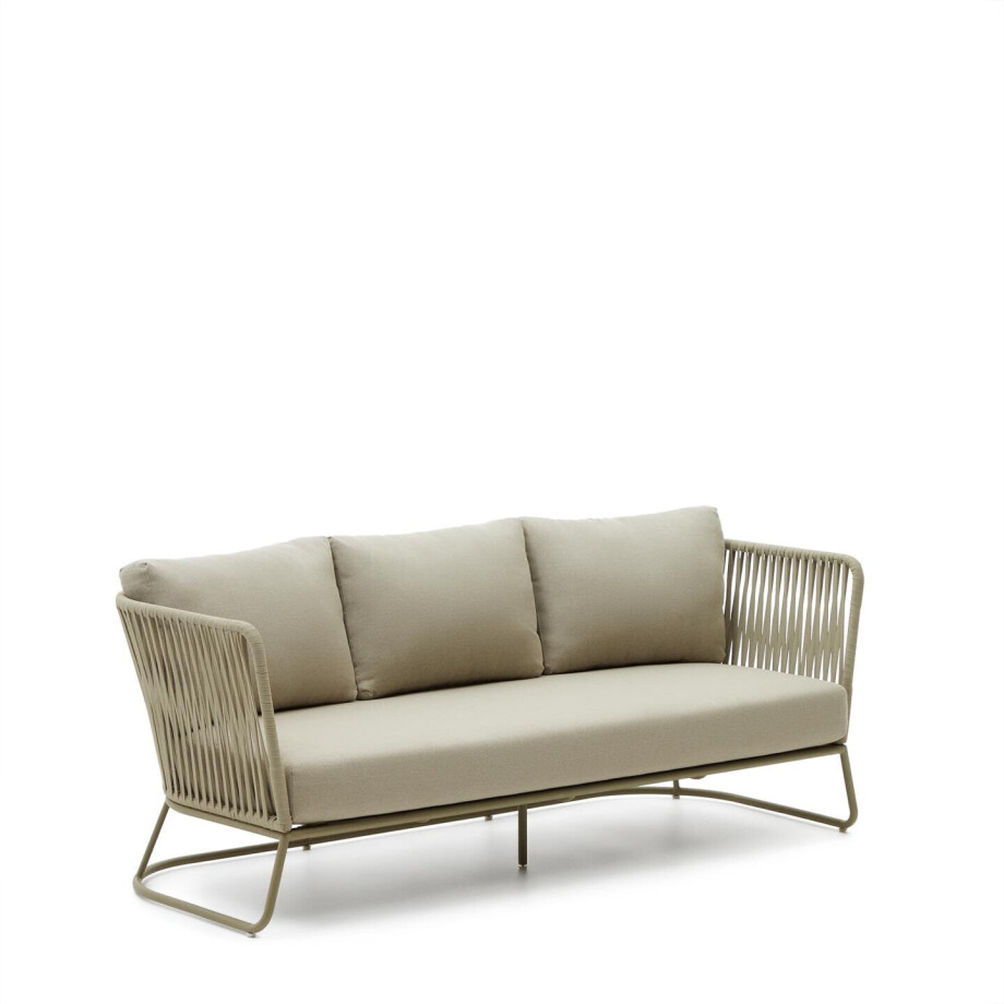 Kave Home 3-zits Loungebank 'Saconca' Gevlochten touw, kleur Groen afbeelding 1