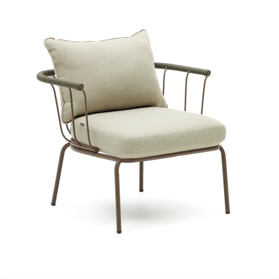 Kave Home Outdoor Fauteuil 'Salguer' Gevlochten touw en staal, kleur Beige Kave Home Outdoor Fauteuil 'Salguer' Gevlochten touw en staal, kleur Beige afbeelding 1