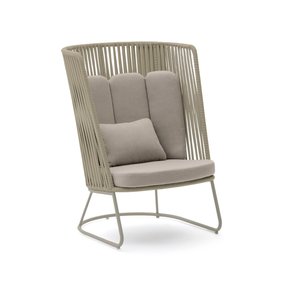 Kave Home Outdoor Fauteuil 'Saconca' Met hoge rug, Gevlochten touw, kleur Beige afbeelding 1