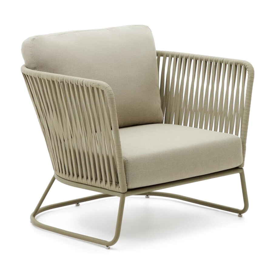 Kave Home Outdoor Fauteuil 'Saconca' Gevlochten touw, kleur Groen afbeelding 1