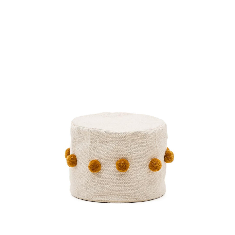 Kave Home Poef 'Manua' 40cm, kleur Beige/Mosterdgeel afbeelding 1