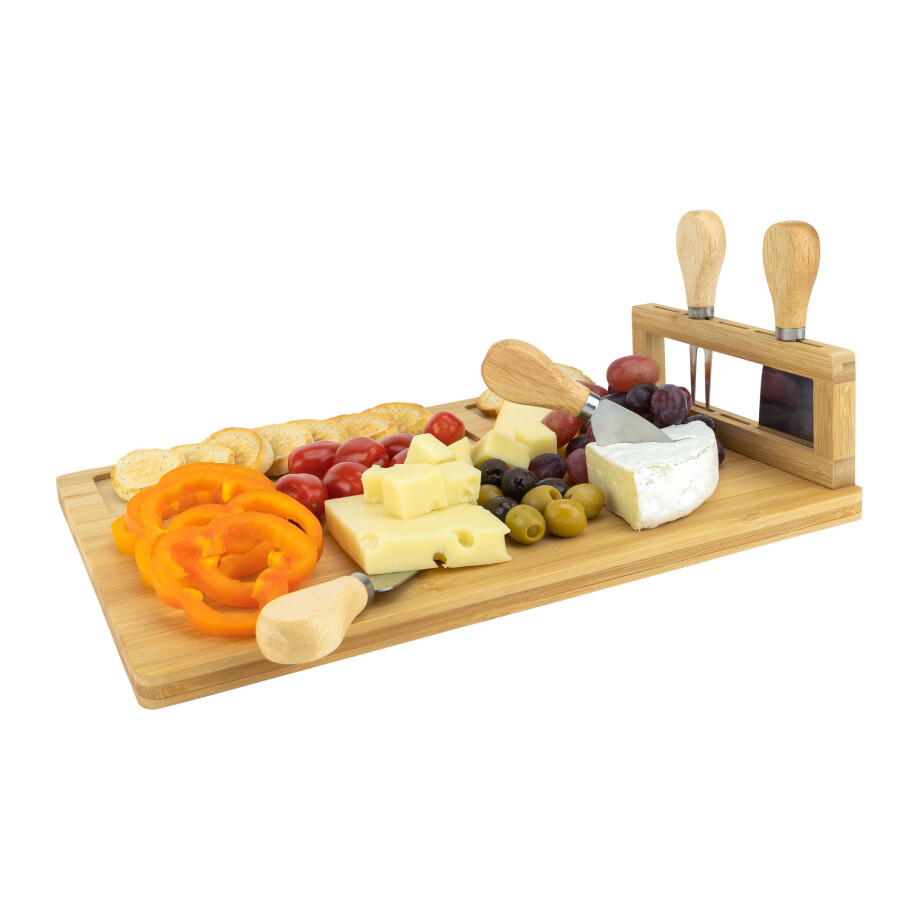 Krumble Kaasplank - Inclusief messenset - Bamboe - Lichtbruin afbeelding 1