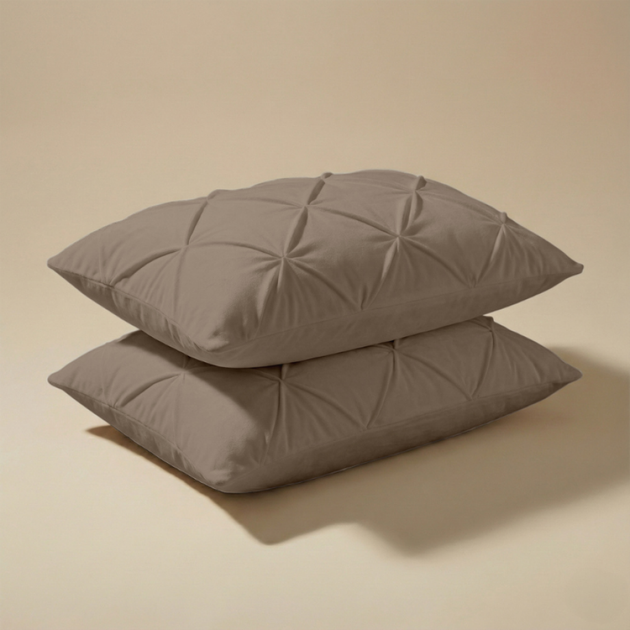 2-PACK: Kussenslopen Velvet Pintuck - Taupe - Dekbed-Discounter.nl afbeelding 