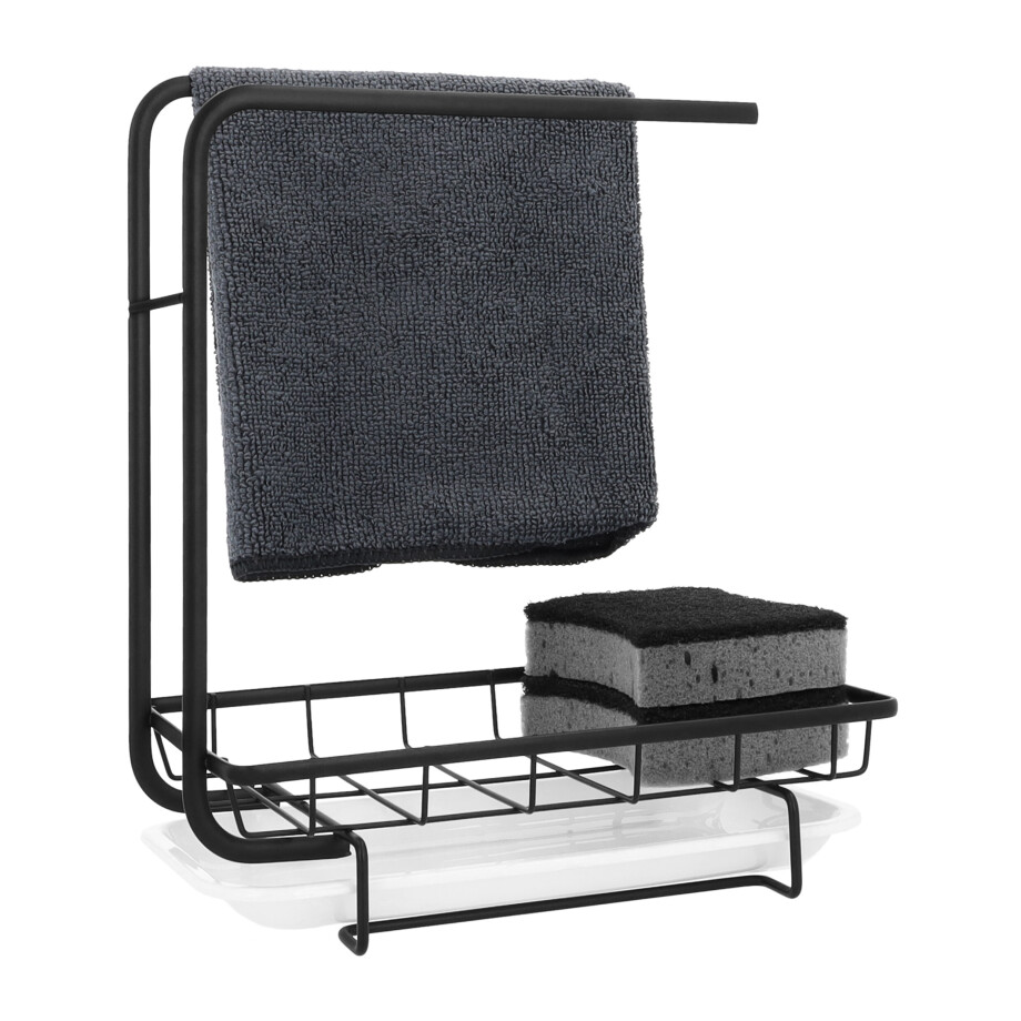 QUVIO Aanrecht organizer - Zwart - Metaal afbeelding 1