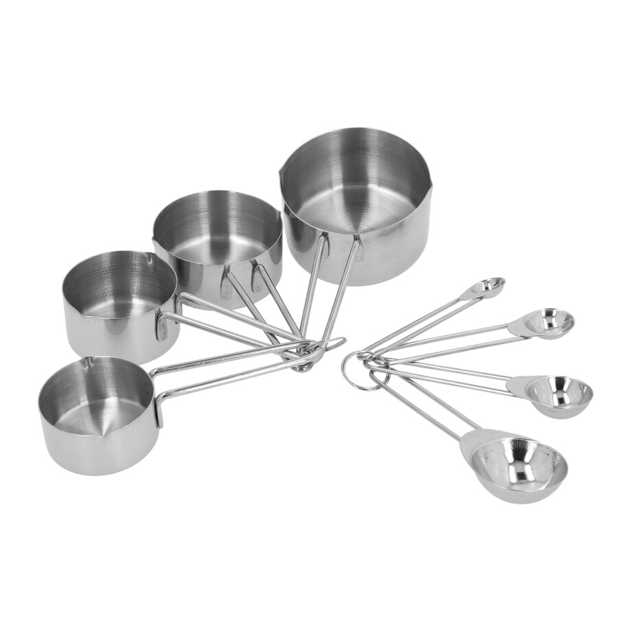 Krumble Maatcups en lepels - Set van 8 - RVS - Zilver afbeelding 1