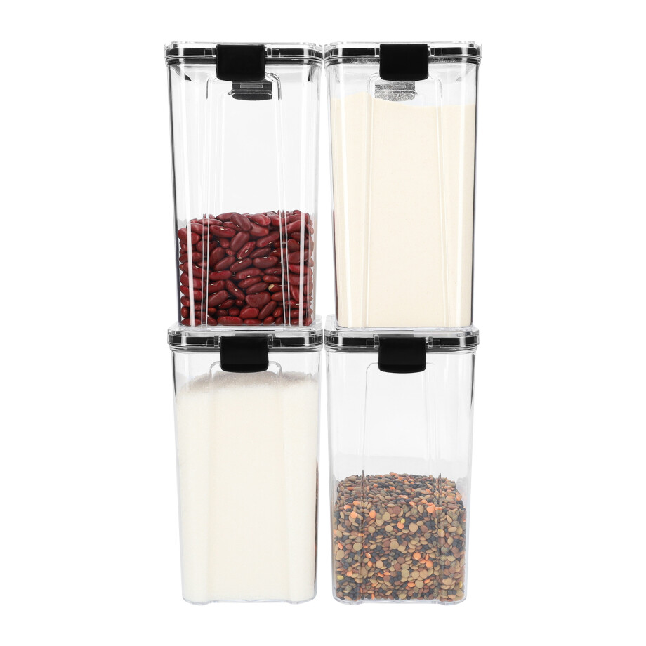 Krumble Voorraadpotten set van 4 - Met deksel - Kunststof - 1300 ml afbeelding 1