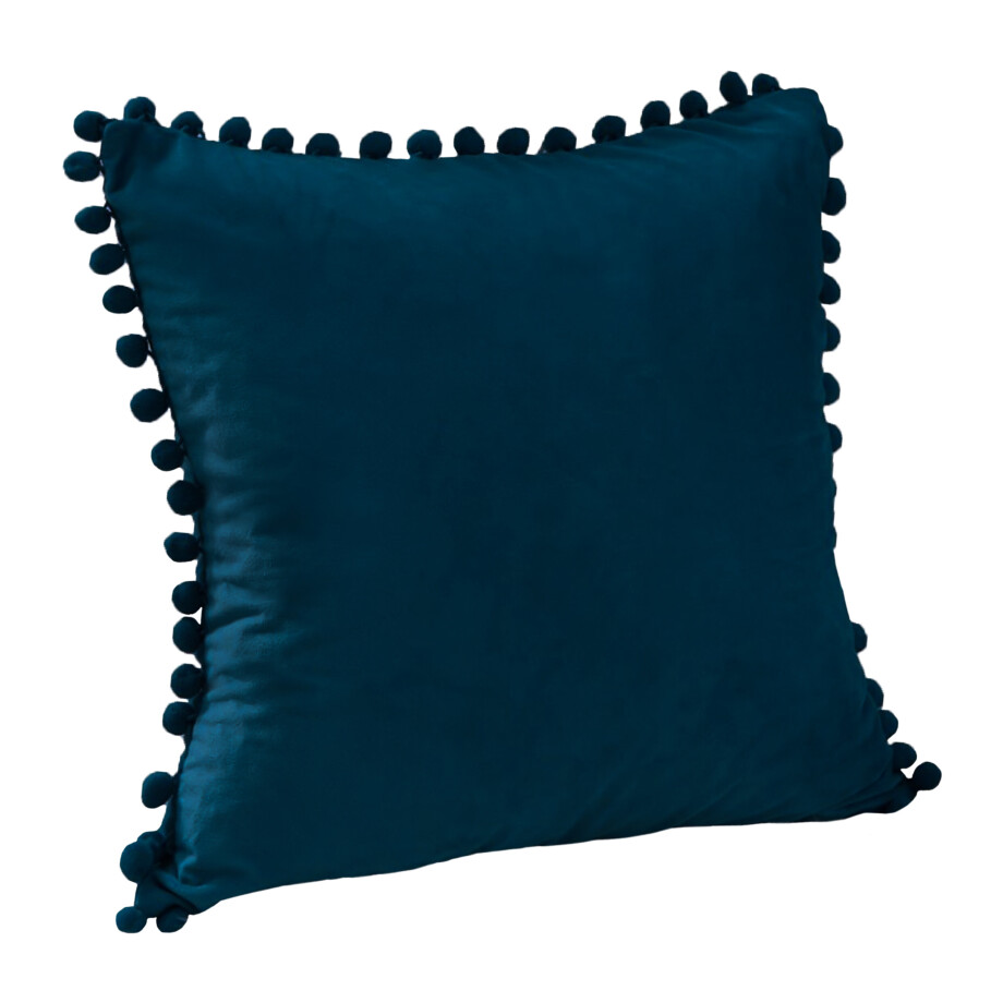 QUVIO Kussenhoes met bolletjes - Fluweel - 50 x 50 cm - Donkerblauw afbeelding 1