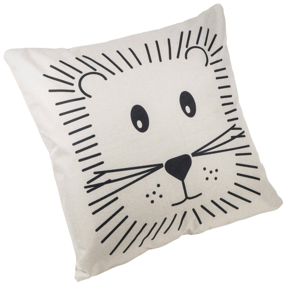 QUVIO Kussenhoes leeuw - Polyestervezel - 45 x 45 cm afbeelding 1