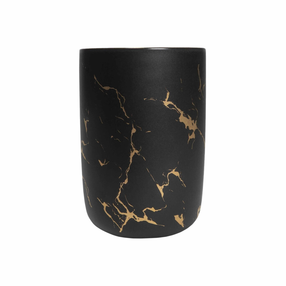 QUVIO Tandenborstelhouder / Beker - Zwart met goud afbeelding 1