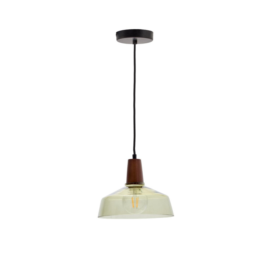 Kave Home Hanglamp 'Silex' Notenhout en glas, 40cm afbeelding 1