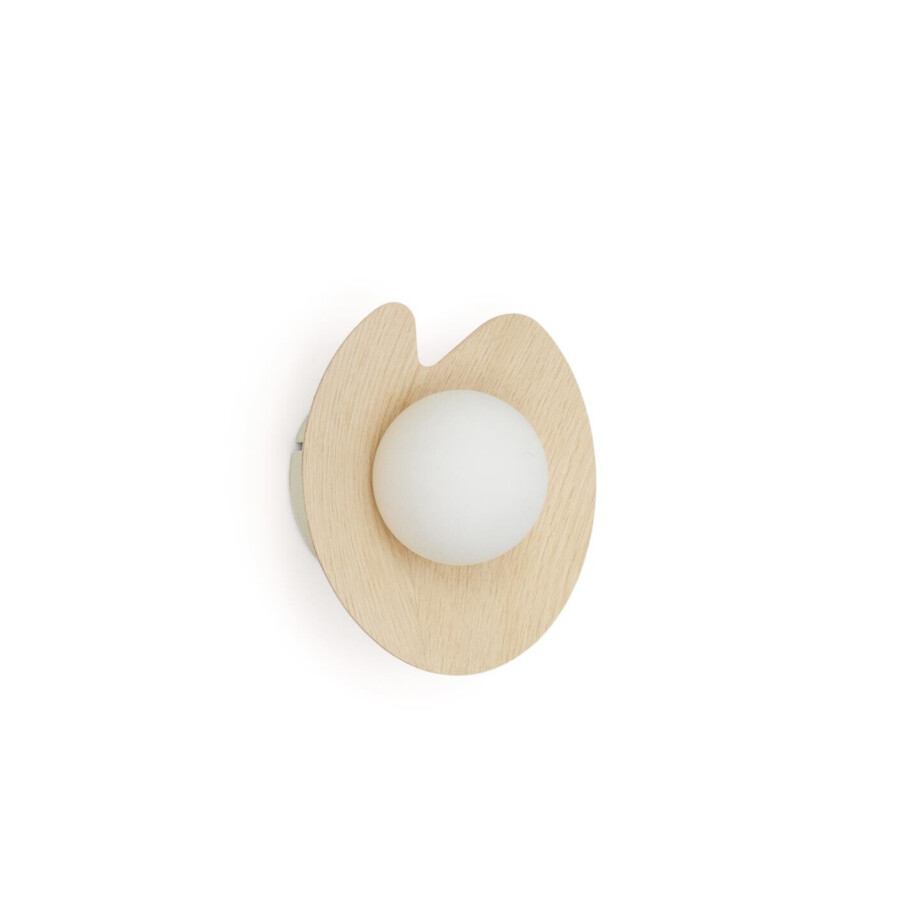 Kave Home Wandlamp 'Wilara' Eiken en glas afbeelding 1