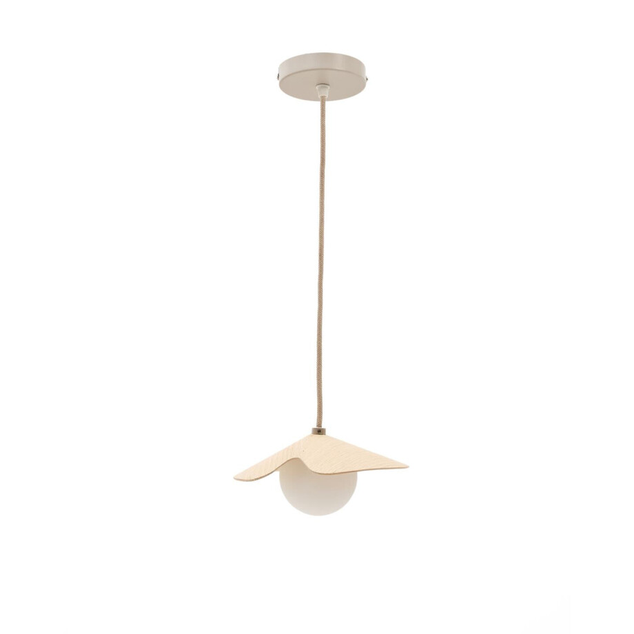Kave Home Hanglamp 'Wilara' Eiken en glas afbeelding 1