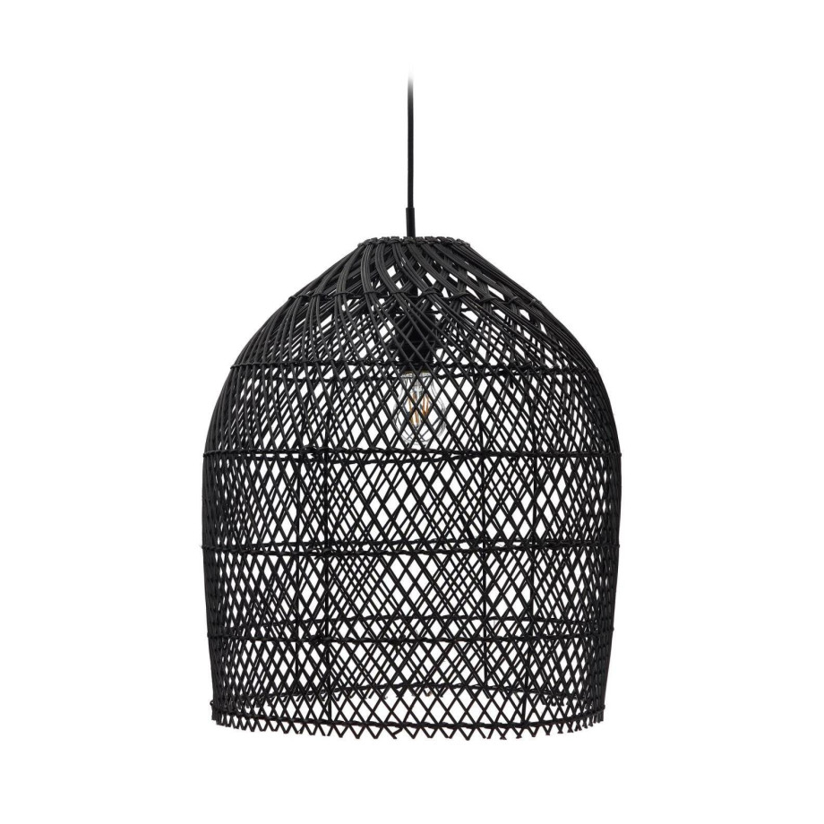 Kave Home Hanglamp 'Domitila' Rotan, Ø44cm, kleur Zwart afbeelding 1