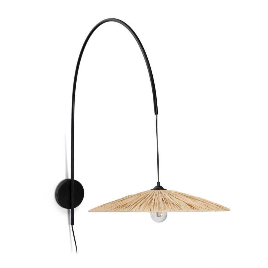 Kave Home Wandlamp 'Rosella' Raffia, kleur Naturel afbeelding 1