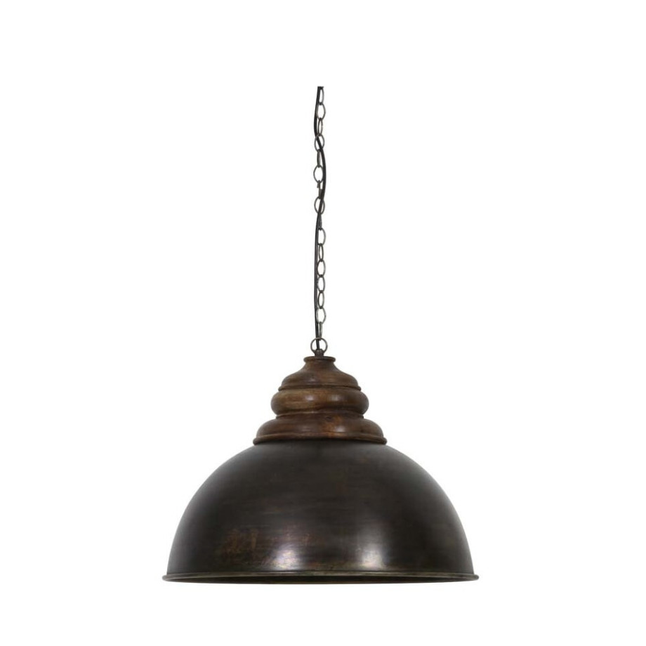 Light & Living Hanglamp 'Leia' 52cm, zwart zink+kop hout bruin afbeelding 