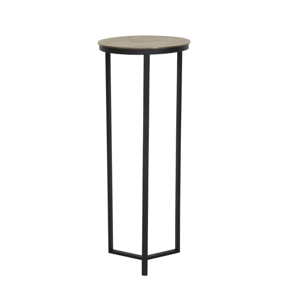 Light & Living Bijzettafel 'Retiro' zuil, mat zwart+ruw antiek brons afbeelding 