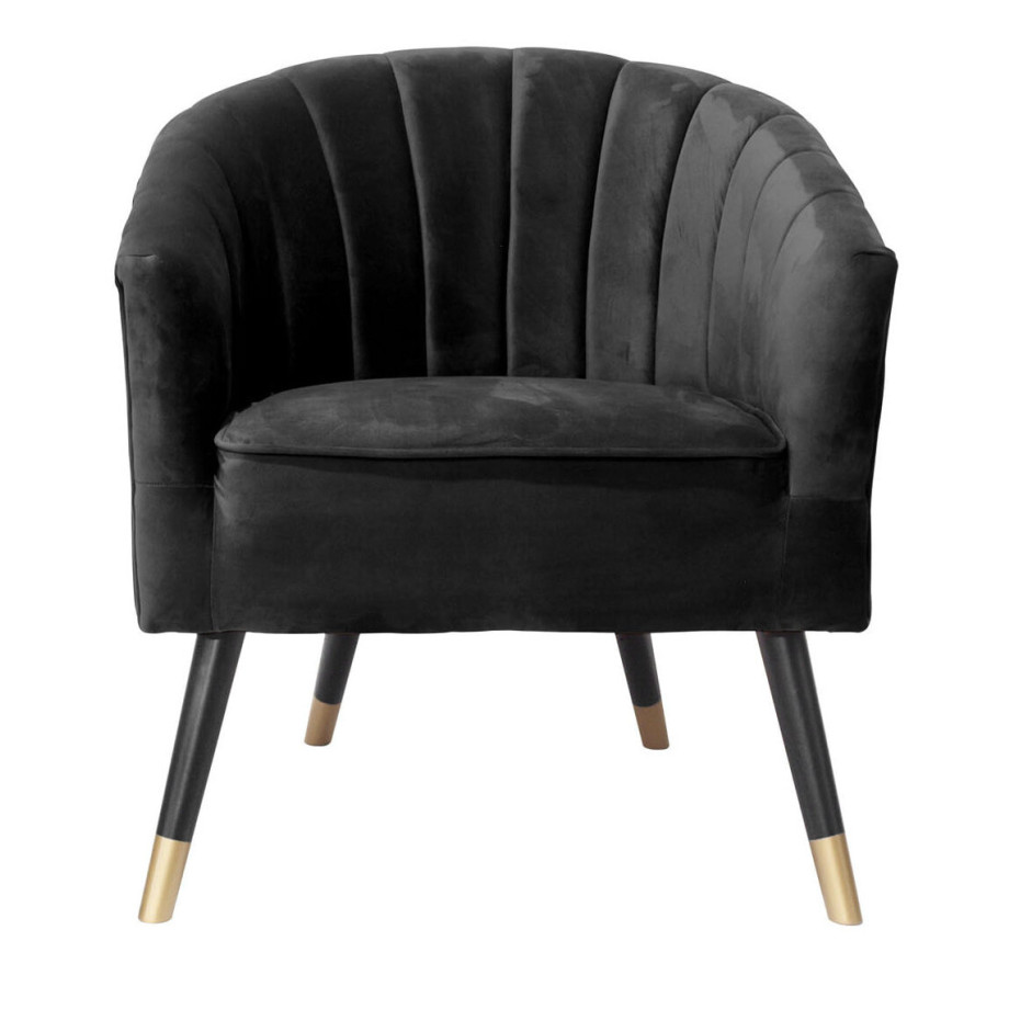 Leitmotiv Fauteuil 'Royal' Velvet, kleur Zwart afbeelding 1