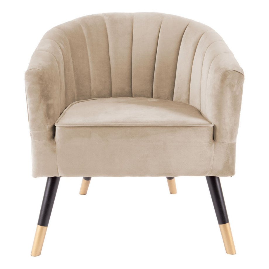 Leitmotiv Fauteuil 'Royal' Velvet, kleur Zandbruin afbeelding 1