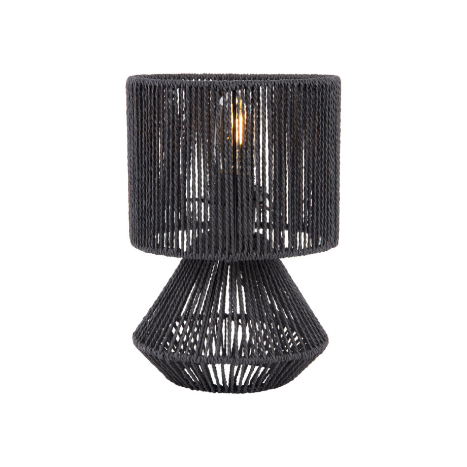 Leitmotiv Tafellamp 'Forma Cone' Jute, 30cm hoog, kleur Zwart afbeelding 1