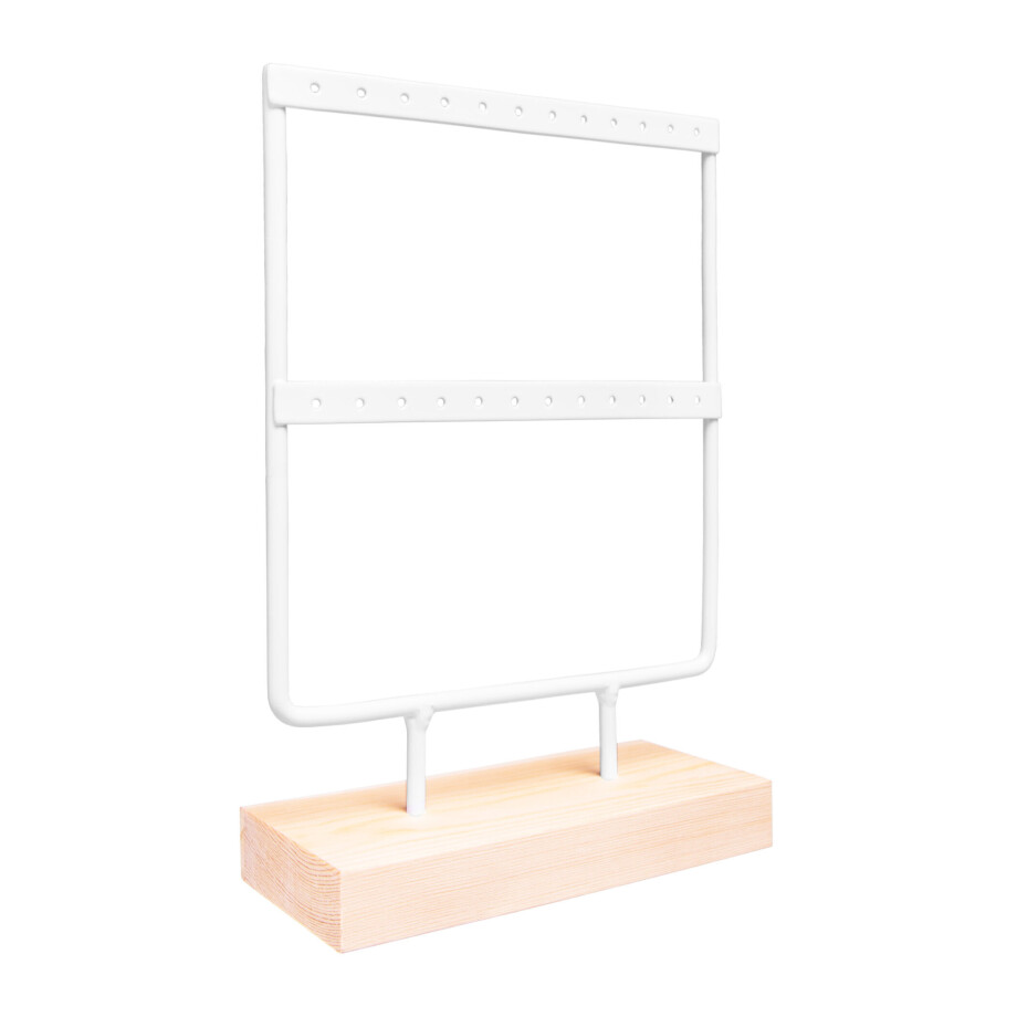 LYVION Oorbellenrekje - Voor 12 paar oorbellen - Met houten voet - Wit LYVION Oorbellenrekje - Voor 12 paar oorbellen - Met houten voet - Wit afbeelding 1
