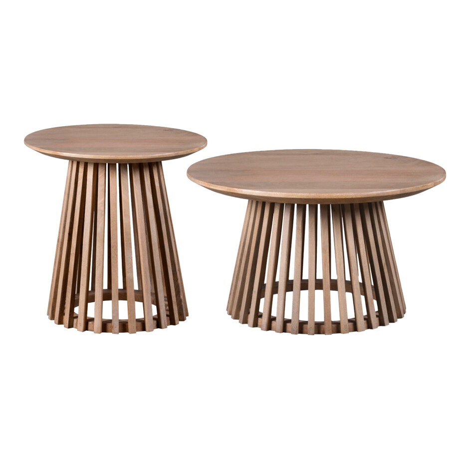 Lewis & Loft Salontafel Levi - Mangohout - Rond - Naturel - Klein en groot - Set van 2 afbeelding 1