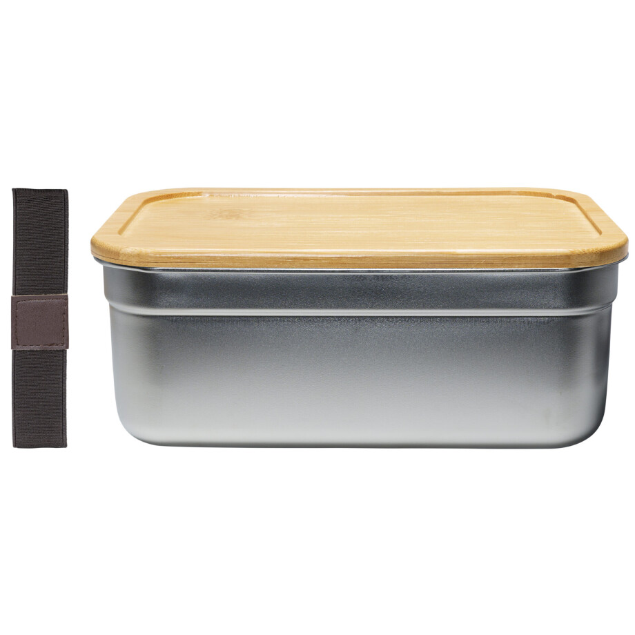 Krumble Broodtrommel / Lunchbox met elastiek - RVS en bamboe afbeelding 1