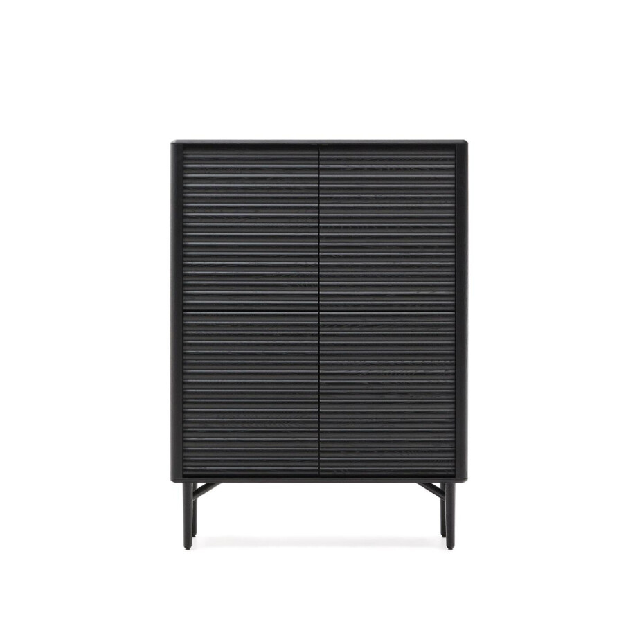Kave Home Opbergkast 'Lenon' Eikenhout, 144 x 105cm, kleur Zwart afbeelding 1