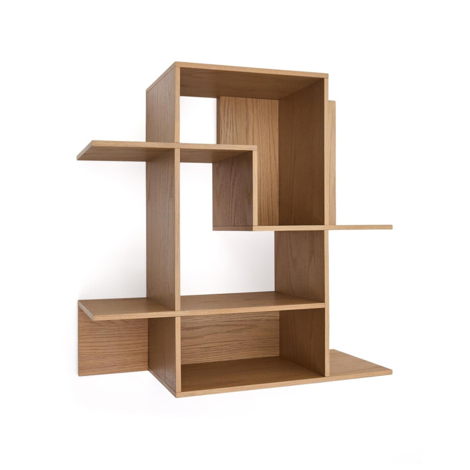 Kave Home Modulair Wandrek 'Ina' Eiken, 80 x 80cm, kleur Naturel afbeelding 1