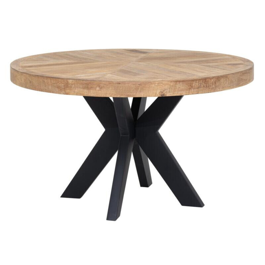 DTP Home Ronde Eettafel 'Einstein' Hongaarse punt, Teakhout, 130cm DTP Home Ronde Eettafel 'Einstein' Hongaarse punt, Teakhout, 130cm afbeelding 1