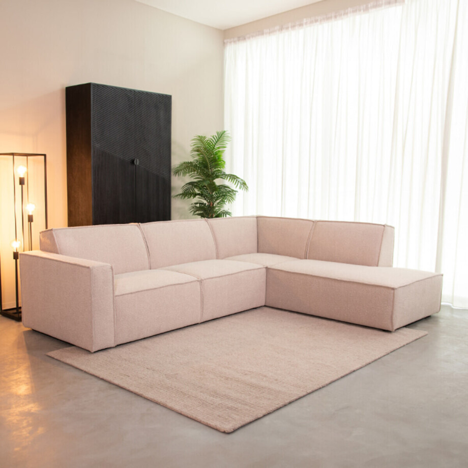 LABEL51 Loungebank 'Kay' Rechts, Bouclé, kleur Naturel afbeelding 1