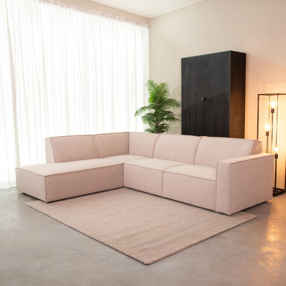 LABEL51 Loungebank 'Kay' Links, Bouclé, kleur Naturel afbeelding 1