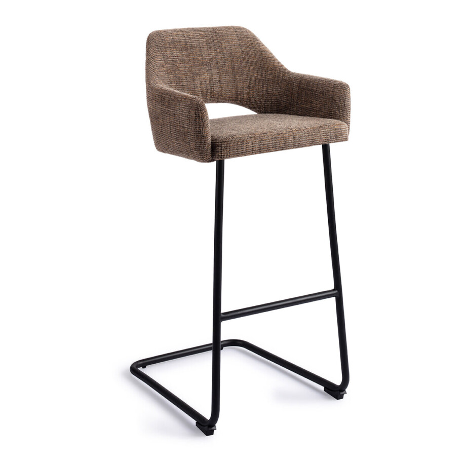 Jesper Home Barkruk 'Yanai' Arch Black, kleur Checked Chestnut (zithoogte 75cm) afbeelding 1