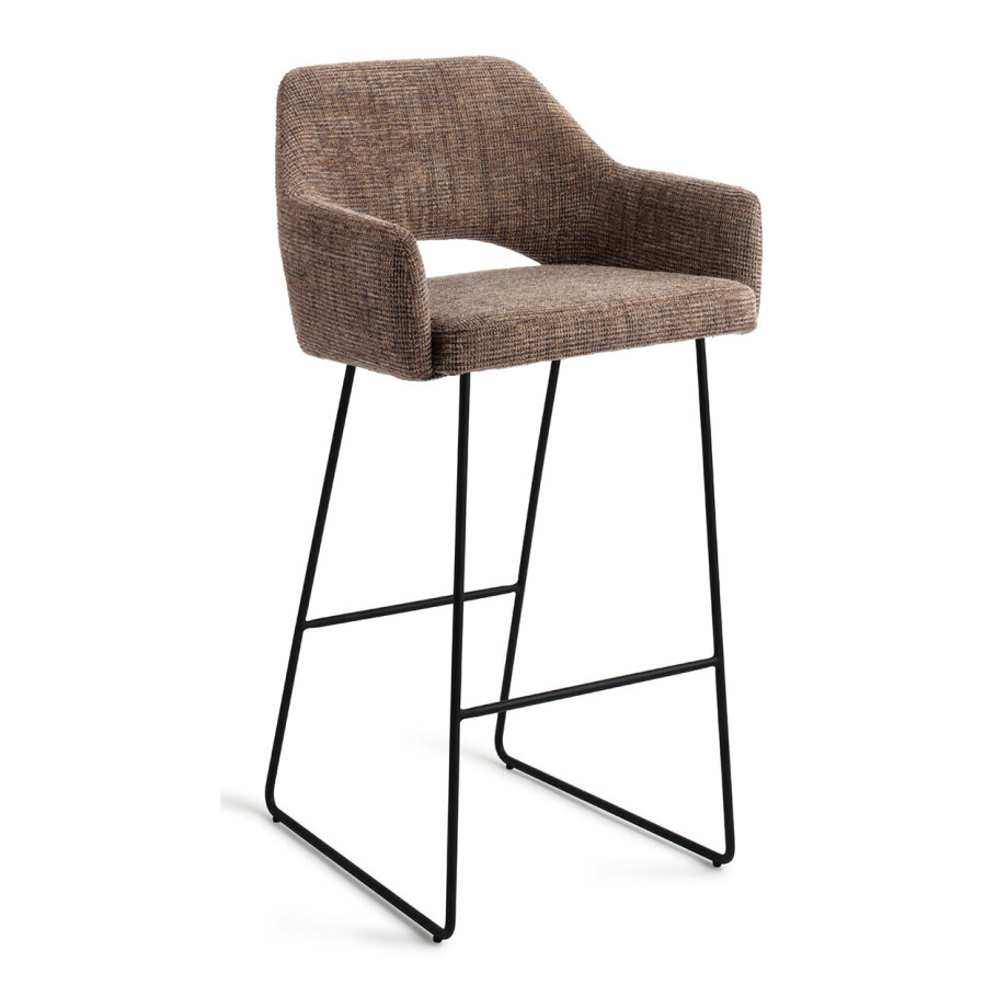 Jesper Home Barkruk 'Yanai' Slide Black, kleur Checked Chestnut (zithoogte 75cm) afbeelding 1