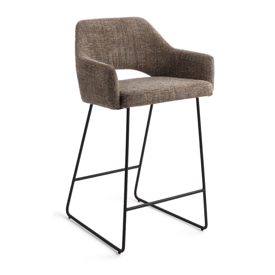 Jesper Home Barstoel 'Yanai' Slide Black, kleur Checked Chestnut (zithoogte 65cm) afbeelding 1