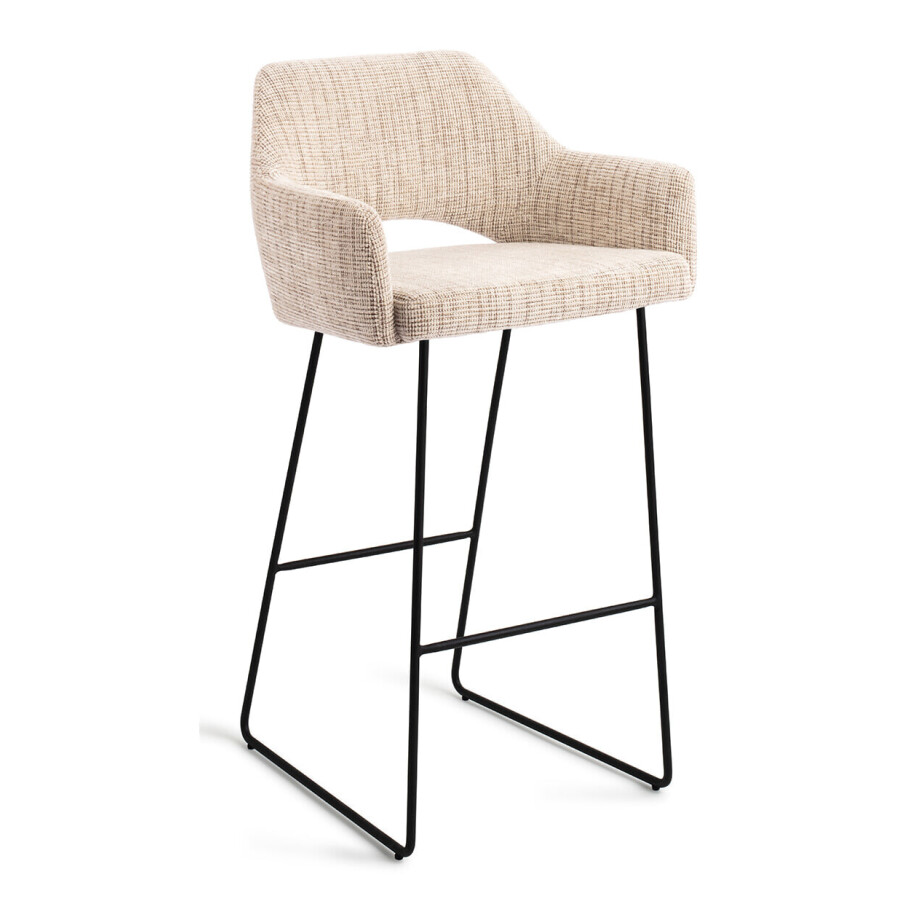 Jesper Home Barkruk 'Yanai' Slide Black, kleur Caramel Grid (zithoogte 75cm) afbeelding 1