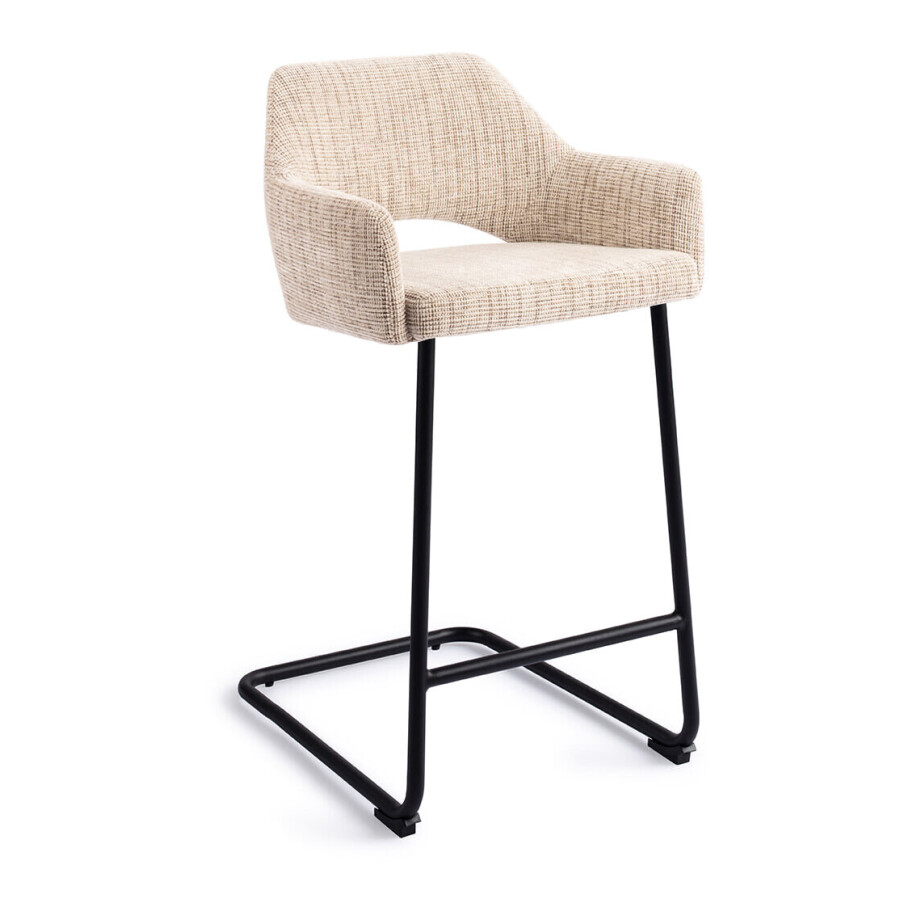 Jesper Home Barstoel 'Yanai' Arch Black, kleur Caramel Grid (zithoogte 66cm) afbeelding 1