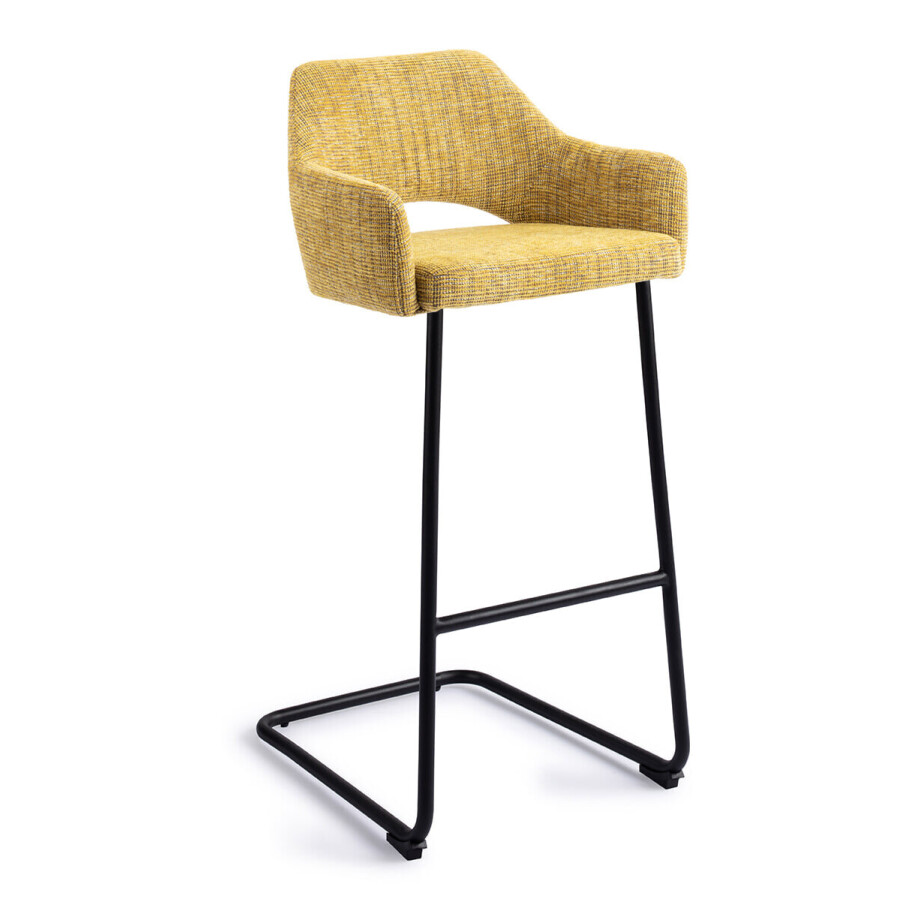 Jesper Home Barkruk 'Yanai' Arch Black, kleur Lemon Lines (zithoogte 75cm) afbeelding 1