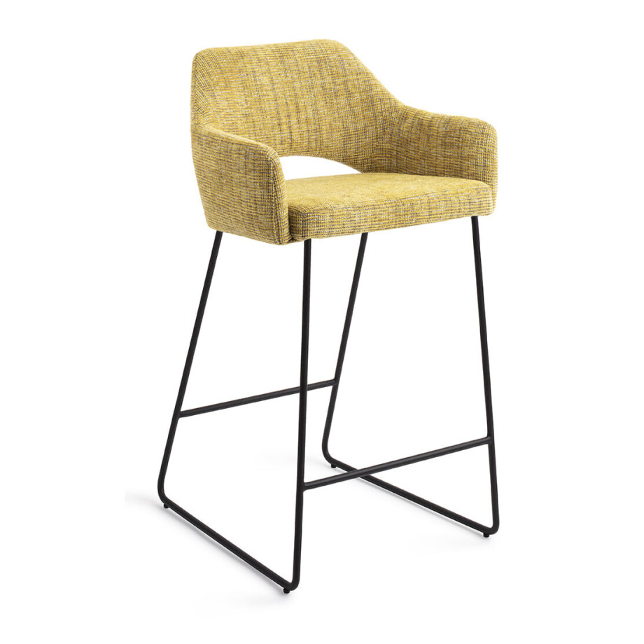 Jesper Home Barstoel 'Yanai' Slide Black, kleur Lemon Lines (zithoogte 65cm) afbeelding 1