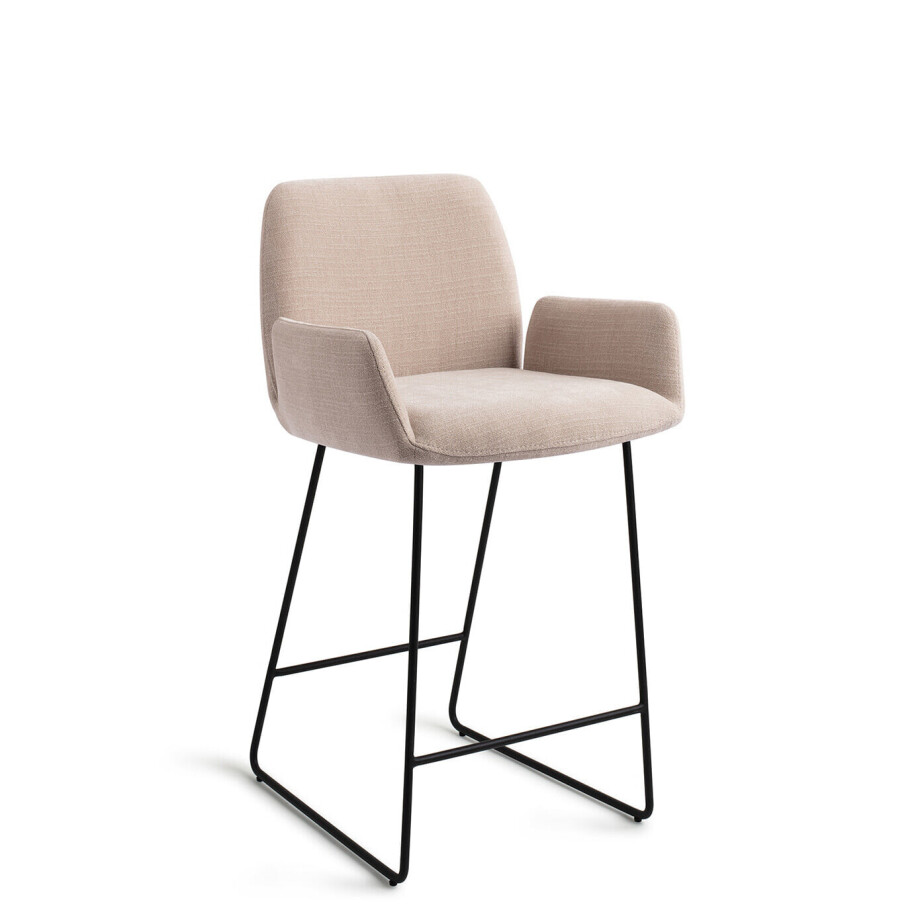 Jesper Home Barstoel 'Misaki' Slide Black, kleur Sand Strand (zithoogte 66cm) afbeelding 1