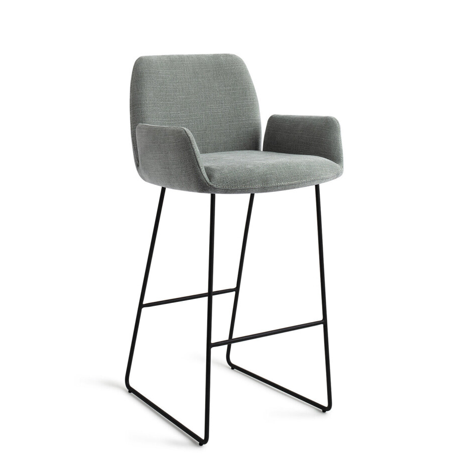 Jesper Home Barkruk 'Misaki' Slide Black, kleur Breezy Blue (zithoogte 75cm) afbeelding 1